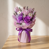 【紫玫瑰系列】紫韻戀歌 永生花手提禮盒 (30cm) - 附防塵提盒與防震包裝