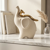 北歐風金飾大象陶瓷擺飾|玄關開運、新屋入厝、辦公室開幕禮物 - 19cm