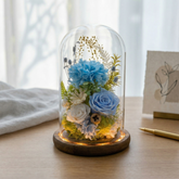 森之光影|永生花玻璃暖燈 (三色) - 職人手作永生康乃馨