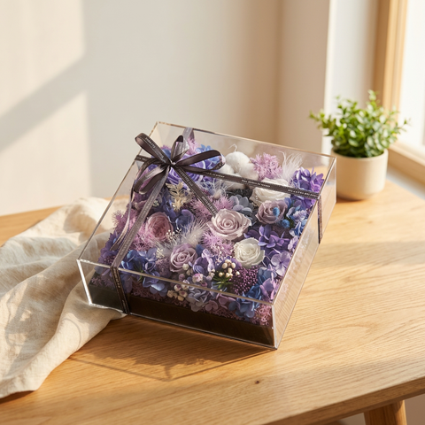 靜謐時光 ⟡ 25cm 奢華亞克力永生花藝禮盒