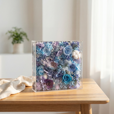 靜謐時光 ⟡ 25cm 奢華亞克力永生花藝禮盒