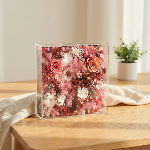 靜謐時光 ⟡ 25cm 奢華亞克力永生花藝禮盒