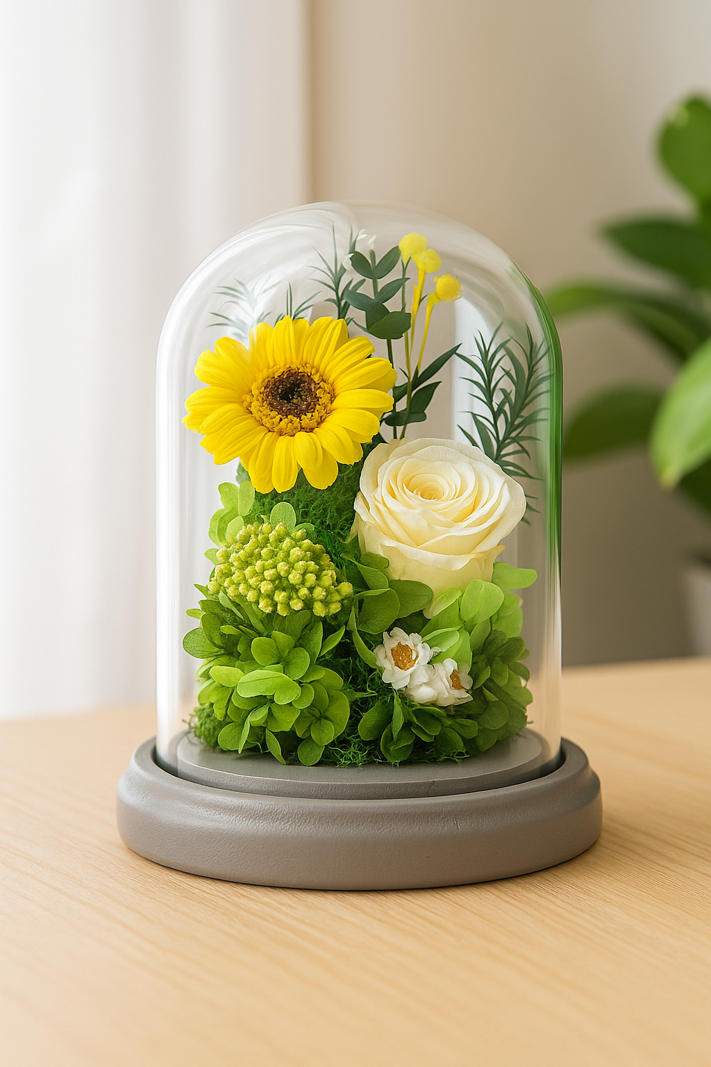 陽光守護 玻璃罩永生花擺飾