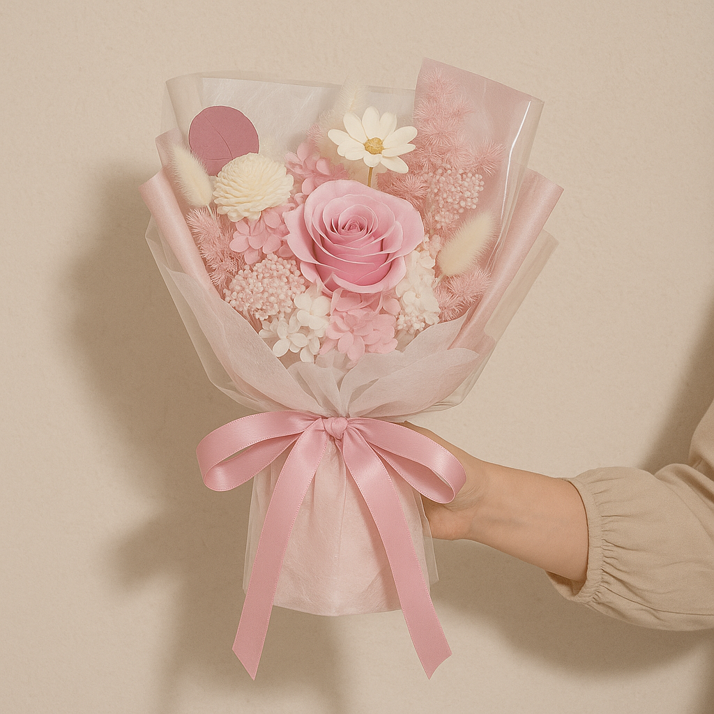 永恆粉黛永生花束