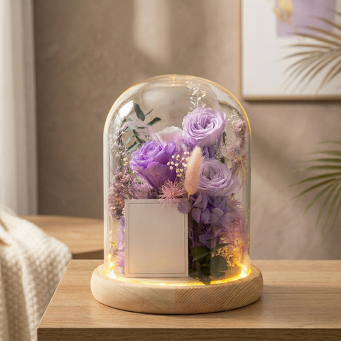 🌿 永恆光蘊 ⟡ 職人手作永生花 LED 燈罩 (可免費入客製小卡 / 附精品禮盒)