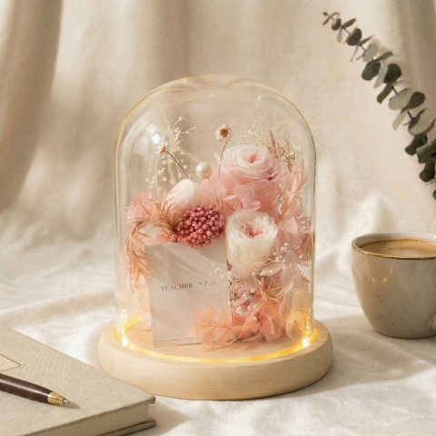 🌿 永恆光蘊 ⟡ 職人手作永生花 LED 燈罩 (可免費入客製小卡 / 附精品禮盒)